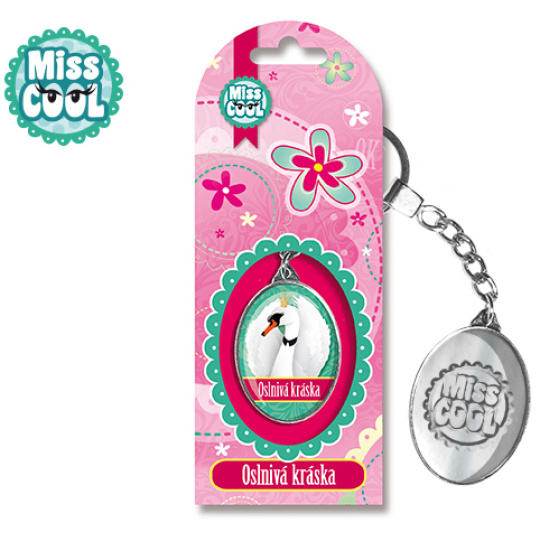 Nekupto Miss Cool Klíčenka Labuť Oslnivá kráska 4 x 2,7 cm