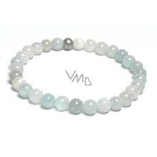 Morganit modrý náramek elastický přírodní kámen, kulička 6 mm / 16 - 17 cm, kámen božské lásky