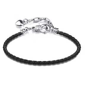 Černý kožený náramek 18 cm – kovové zapínání Černý kožený náramek 18 cm – kovové zapínání