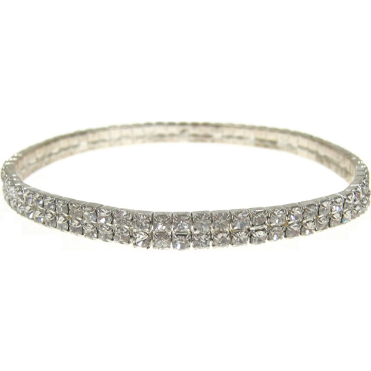 Náramek na nohu stříbrný se stříbrnými kamínky 20 cm