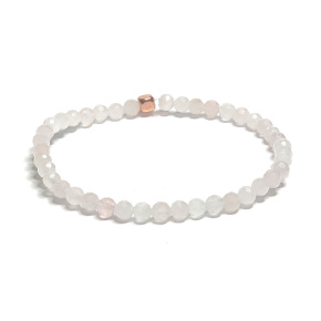 Růženin fazet náramek elastický přírodní kámen, kulička 4 mm / 16 - 17 cm, kámen lásky