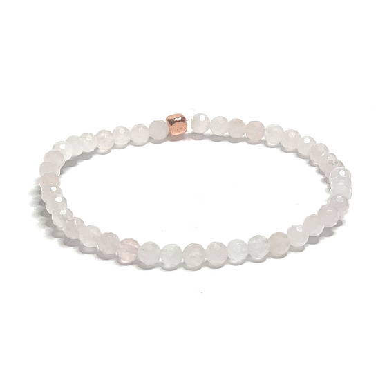 Růženin fazet náramek elastický přírodní kámen, kulička 4 mm / 16 - 17 cm, kámen lásky