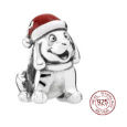 Charm Sterlingové stříbro 925 Vánoční štěně, korálek na náramek Vánoce