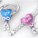 Charm Srdce a botičky, Baby Boy - Chlapeček, mění barvu na teplo, korálek na náramek rodina