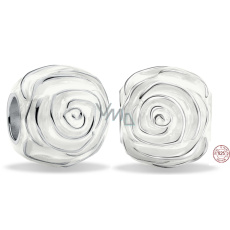 Charm Sterlingové stříbro 925 Bílá růže v květu, korálek na náramek květina