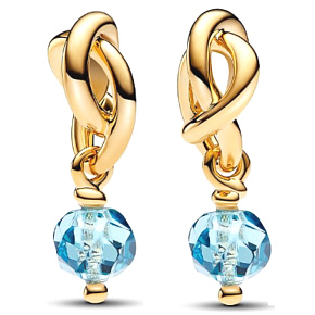 Charm Propletený fazetovaný kruh věčnosti modrý světlý, přívěsek na náramek symbol březen