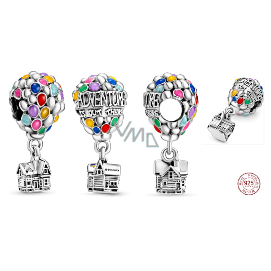 Charm Sterlingové stříbro 925 Disney Vzhůru do oblak - Létající dům s balónky, korálek na náramek, film Charm Sterlingové stříbro 925 Disney Vzhůru do oblak - Létající dům s balónky, korálek na náramek, film