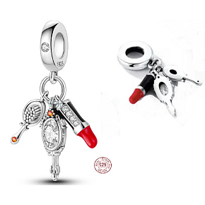 Charm Chic style - Rtěnka, hřeben, zrcátko 3v1, přívěsek na náramek, zájmy