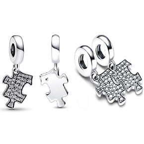 Charm Puzzle, třpytivý dílek, 2v1 přívěsek na náramek přátelství