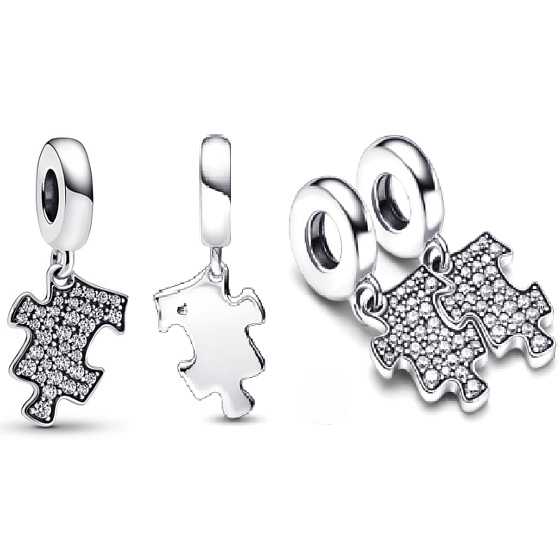 Charm Puzzle, třpytivý dílek, 2v1 přívěsek na náramek přátelství