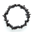 Turmalín Skoryl černý náramek elastický sekaný přírodní kámen 19 cm, strážce dobré nálady