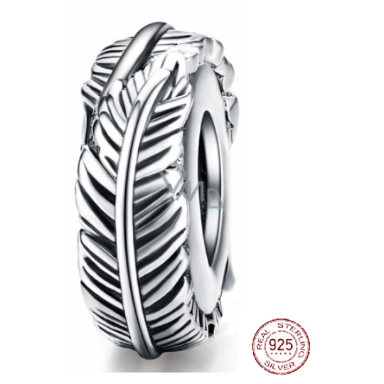 Charm Sterlingové stříbro 925 Peříčko, korálek na náramek příroda Charm Sterlingové stříbro 925 Peříčko, korálek na náramek příroda