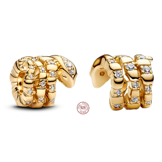 Charm z sterlingového stříbra 925 svinovací hadí lesk, korálek na náramek, znamení, zvíře