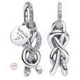 Charm Sterlingové stříbro 925 Nekonečný uzel s plotýnkou - nekonečná láska, přívěsek na náramek láska