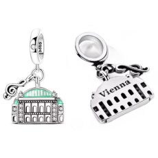 Charm Rakousko Vídeňská státní opera 2v1 přívěsek na náramek, elegance hudby a noblesy, cestování