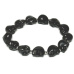 Magnezit / Howlit černý Lebka ručně vyřezaná, náramek elastický přírodní kámen 10 mm / 16 - 17 cm, očistný kámen