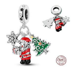 Charm Vánoční 3v1 Santa, stromek a hvězda, přívěsek na náramek Vánoce