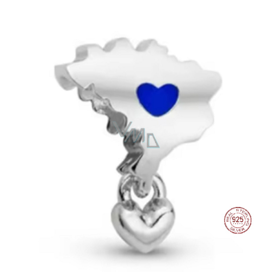 Charm Sterlingové stříbro 925 Láska k Evropě, Symbol domova a cestování, přívěsek na náramek cestování