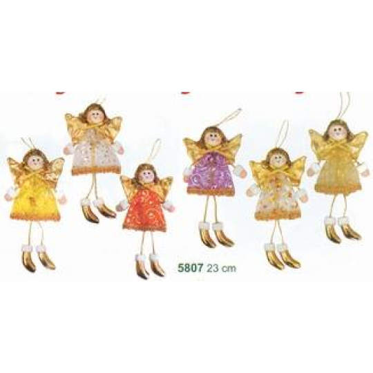 Andělské panenky v různobarevných šatech na zavěšení 23 cm 1 kus Andělské panenky v různobarevných šatech na zavěšení 23 cm 1 kus
