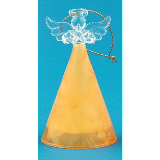 Anděl skleněný s barevnou sukní žlutá 10 cm Anděl skleněný s barevnou sukní žlutá 10 cm