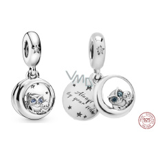 Charm Sterlingové stříbro 925 Sova - Vždy po tvém boku, 2v1 přívěsek na náramek rodina