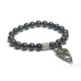 Šungit + Horovo oko náramek elastický přírodní kámen, kulička 8 mm / 16 - 17 cm, kámen života