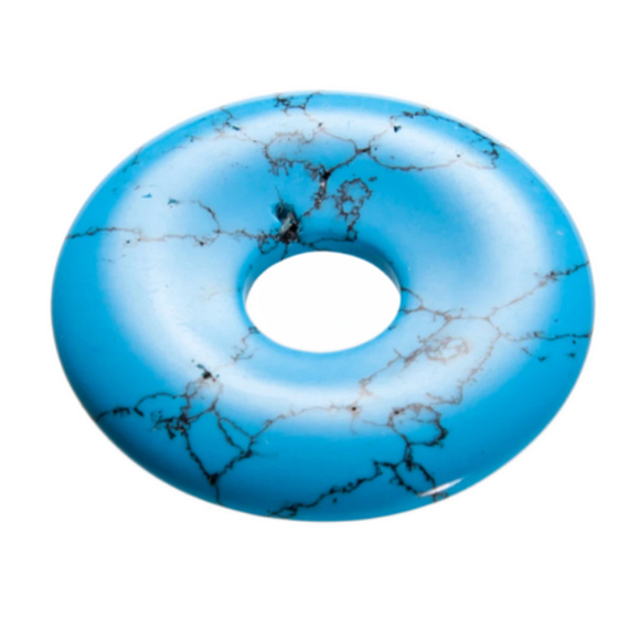 Tyrkenit modrý Donut přírodní kámen 30 mm, kámen mladých lidí, hledá životní cíl