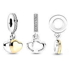 Charm Spojená srdce - srdce v totálním souznění, přívěsek na náramek láska
