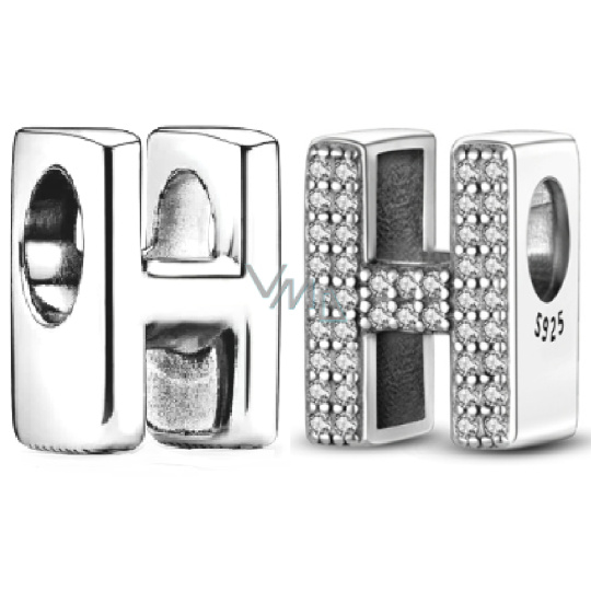 Charm Sterlingové stříbro 925 Abecední písmeno H, korálek na náramek Charm Sterlingové stříbro 925 Abecední písmeno H, korálek na náramek