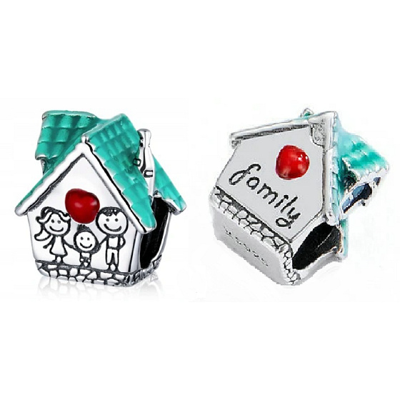 Charm Dům, kde bydlí láska, korálek na náramek rodina