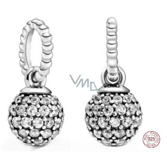Charm Sterlingové stříbro 925 Pavé ball, přívěsek na náramek symbol Charm Sterlingové stříbro 925 Pavé ball, přívěsek na náramek symbol