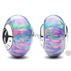 Charm Sterlingové stříbro 925 Opaleskující fialový přívěsek, korálek na náramek symbol