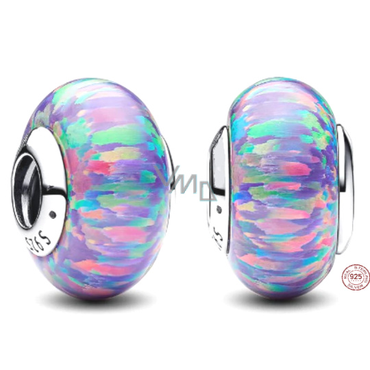 Charm Sterlingové stříbro 925 Opaleskující fialový přívěsek, korálek na náramek symbol Charm Sterlingové stříbro 925 Opaleskující fialový přívěsek, korálek na náramek symbol