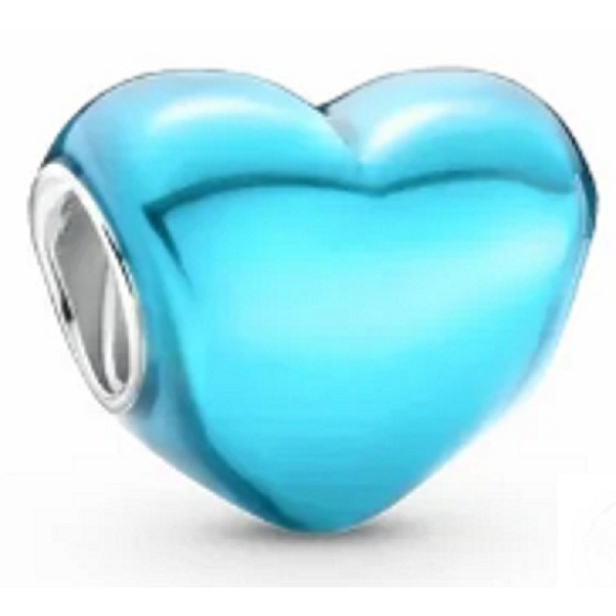  Metalické modrozelené srdce, stříbrný 925 korálek na náramek