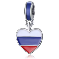Charm Rusko vlajka – trikolóra ve tvaru srdce, přívěsek na náramek cestování