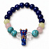 Barevné vzpomínky na Peru – elastický náramek s modrou alpakou | korálky 8 mm, 16–17 cm