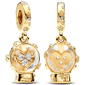 Charm Sněžítko se srdcem a sněhovými vločkami, přívěsek na náramek vánoce