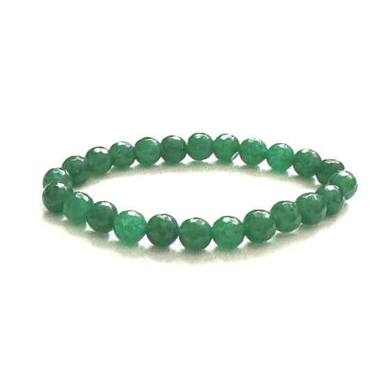 Nefrit Tchajwan fazet náramek elastický z přírodního kamene, kulička 8 mm / 16 -17 cm, kámen klidu