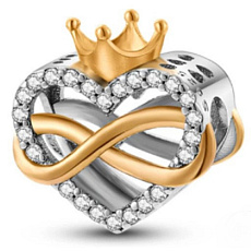 Charm Srdcová královna - Nekonečno a srdce s korunou, korálek na náramek láska Charm Srdcová královna - Nekonečno a srdce s korunou, korálek na náramek láska