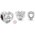 Charm Sterlingové stříbro 925 Srdce se sedmikráskami pro maminku, korálek na náramek rodina