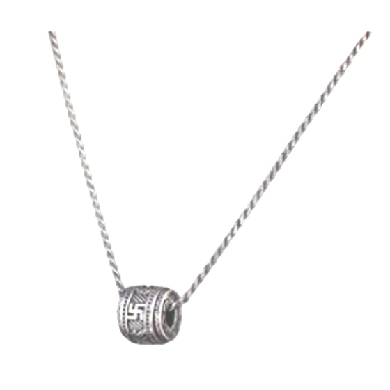 Tibetský váleček 1,2 x 1,2 cm + 29 cm řetízek, ochranný amulet štěstí a ochrany na krk