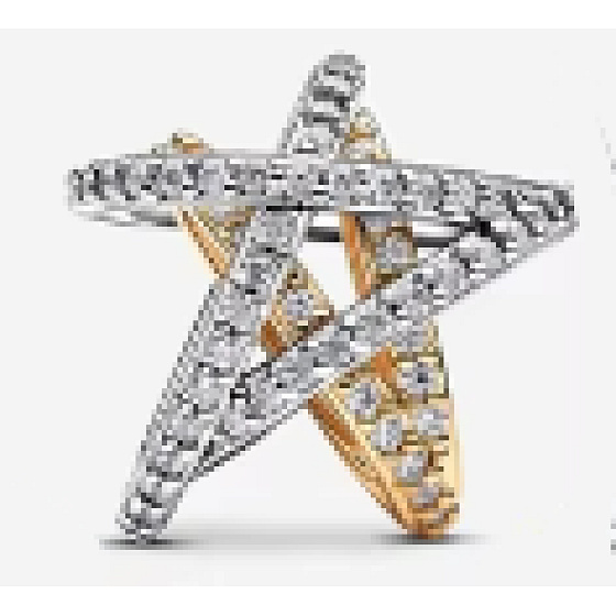 Charm Hvězda s třpytivými kamínky – dvoubarevné provedení přívěsek na náramek vesmír