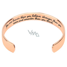 Nerezová ocel náramek pozlacený s gravírováním Jsi statečnější..., otevřená manžeta, 2,5 mm Nerezová ocel náramek pozlacený s gravírováním Jsi statečnější..., otevřená manžeta, 2,5 mm