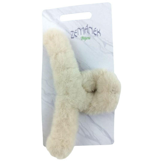 Zemánek Skřipec do vlasů velký plyšový béžový 12 cm 1 kus