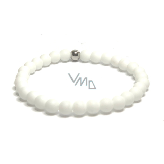 Achát bílý matný náramek elastický přírodní kámen, kulička 6 mm / 16 - 17 cm, poskytuje klid a mír Achát bílý matný náramek elastický přírodní kámen, kulička 6 mm / 16 - 17 cm, poskytuje klid a mír