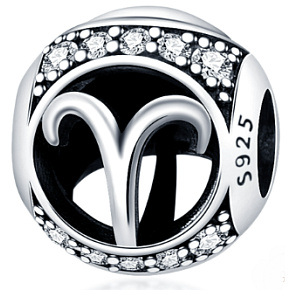 Charm znamení zvěrokruhu Beran + zirkony, korálek na náramek