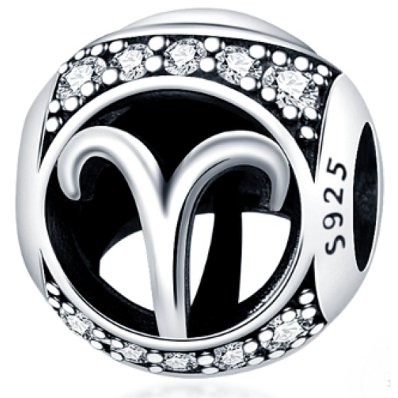 Charm znamení zvěrokruhu Beran + zirkony, korálek na náramek