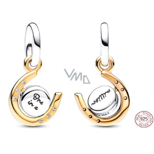 Charm Srebrna podkowa 925 - obracający się dysk, zawieszka na bransoletkę szczęścia Charm Srebrna podkowa 925 - obracający się dysk, zawieszka na bransoletkę szczęścia