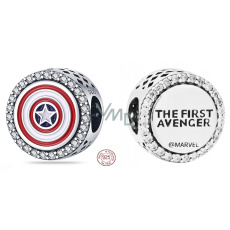 Charm Sterlingové stříbro 925 Marvel The Avengers, Captain America štítové kouzlo, korálek na náramek film