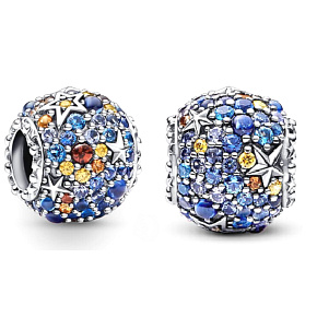 Charm Planeta Merkur a třpytivé hvězdy, korálek na náramek vesmír